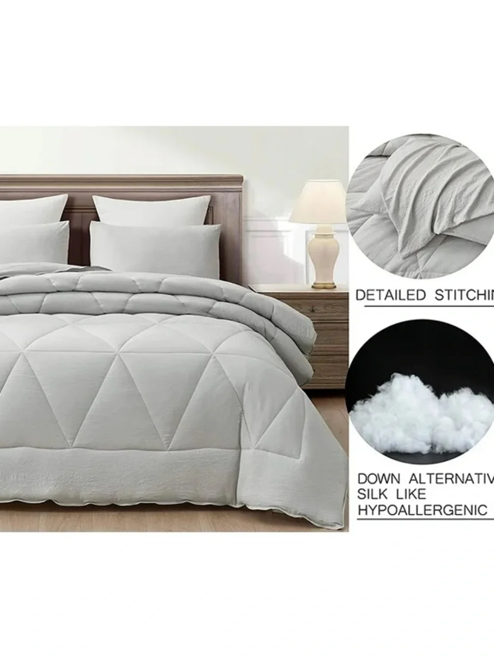 Light Gray 3 piece king Quilted Microfiber Comforter